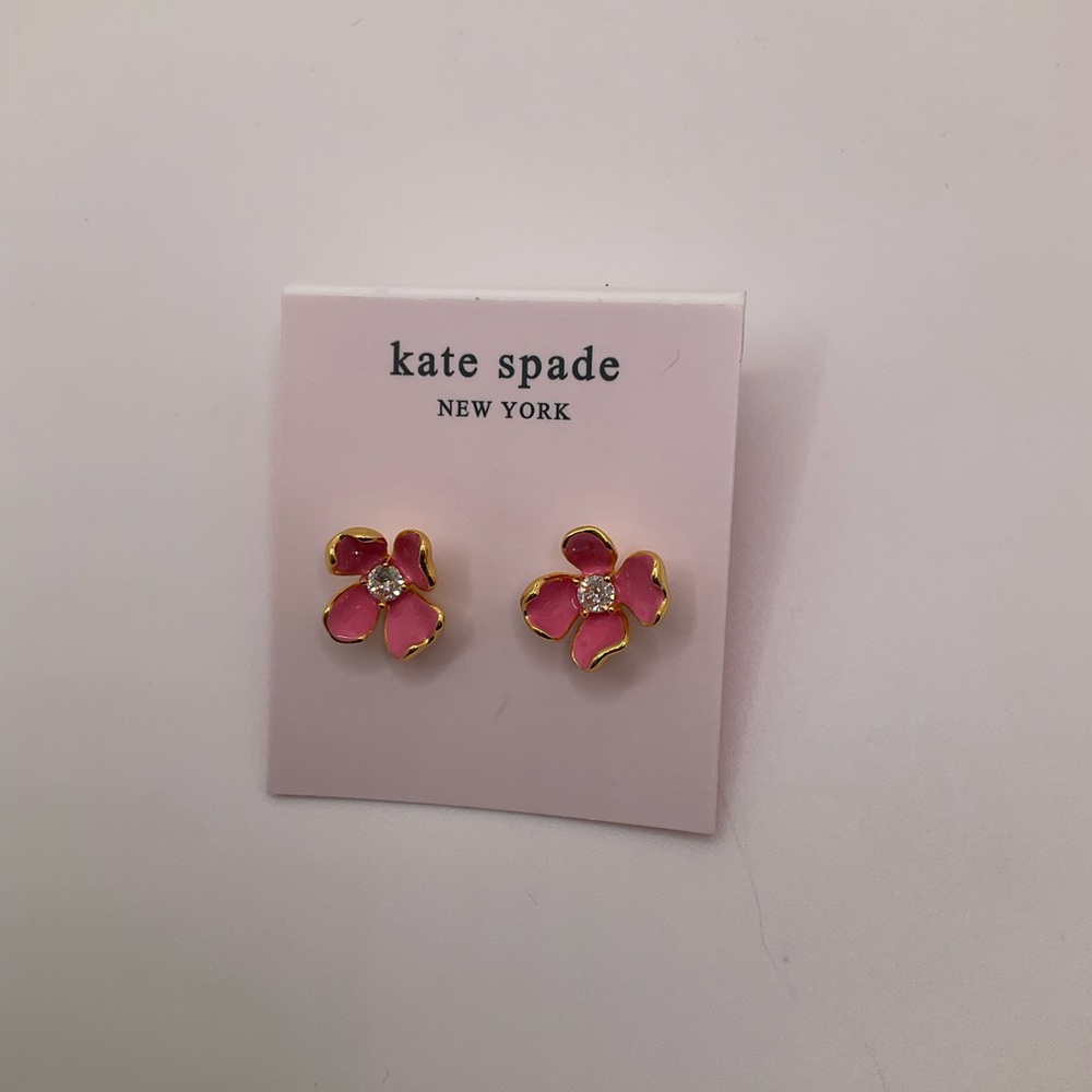 Kate Spade Pink and Gold Floral Earrings